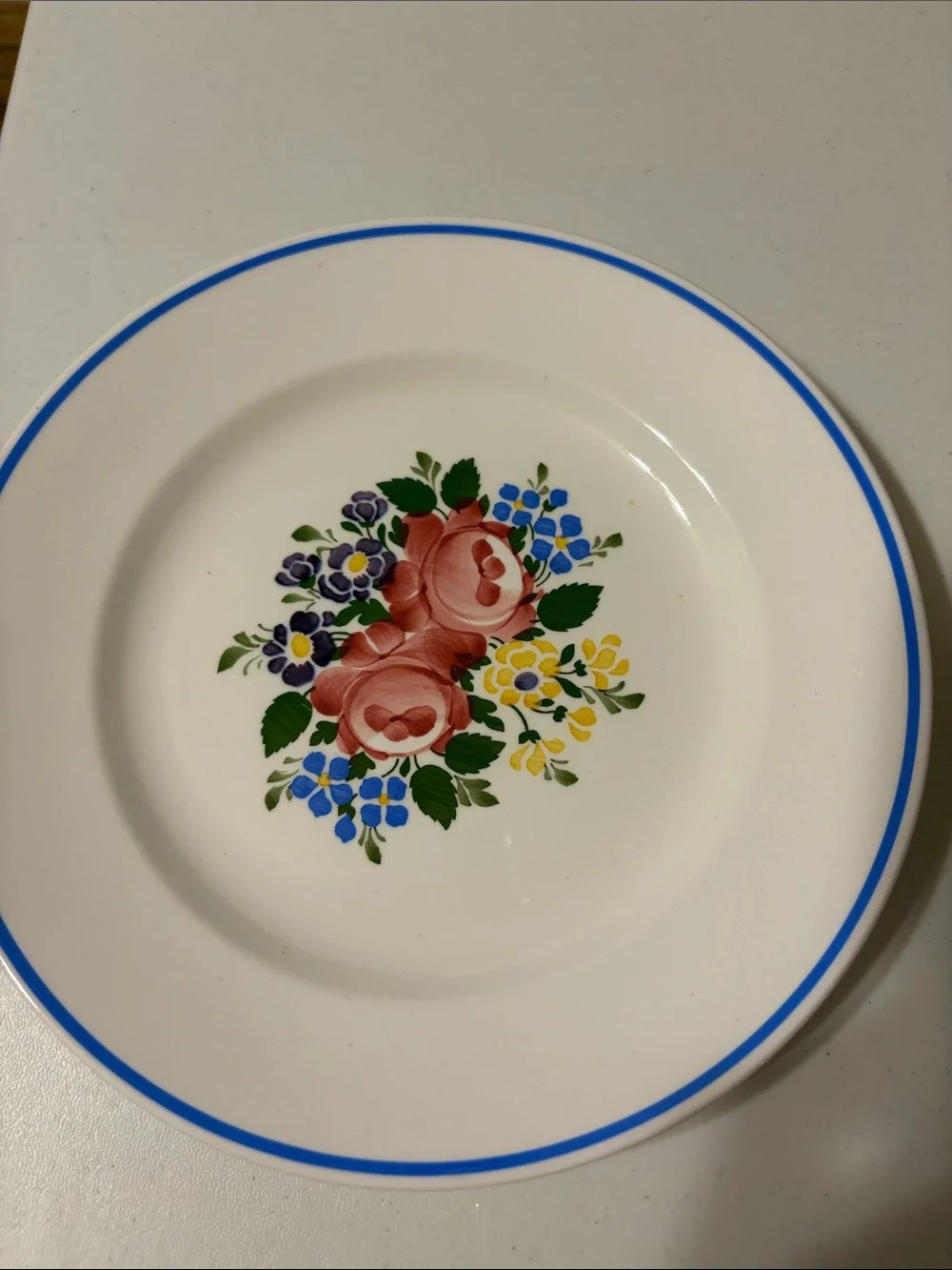Vintage Waechtersbach GERMANY Rose Dec.2540 hand painted salad plates pair